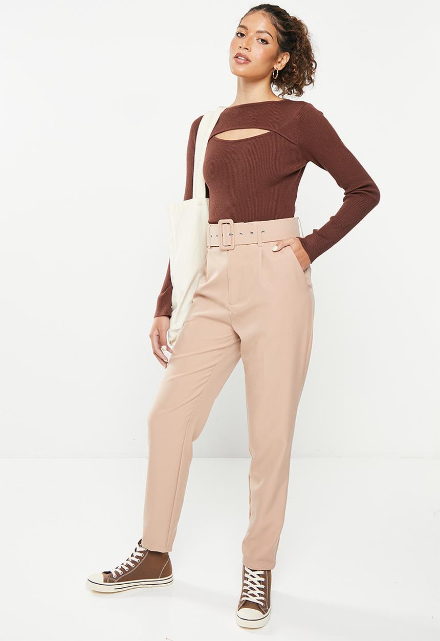 dailyfriday - Cut out long sleeve top - brown