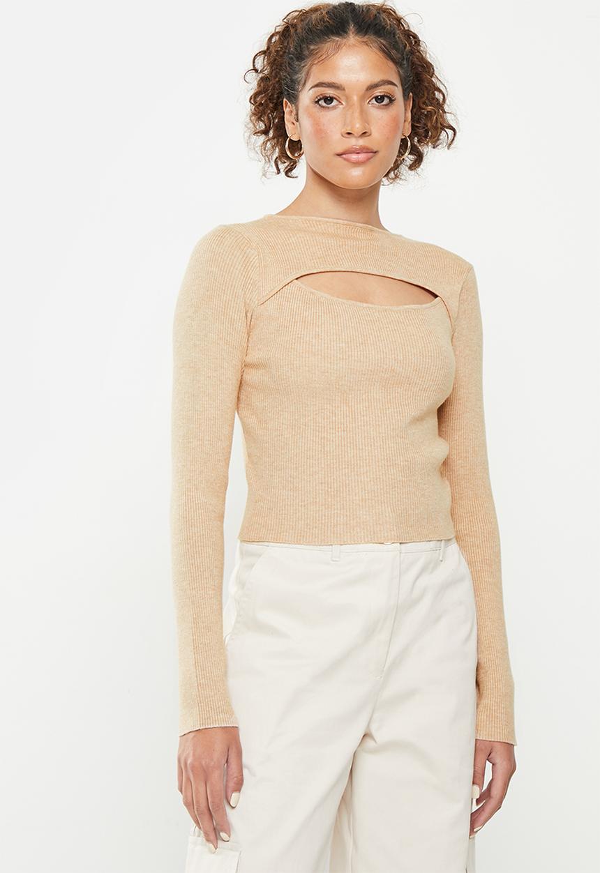 dailyfriday - Cut out long sleeve top - neutral