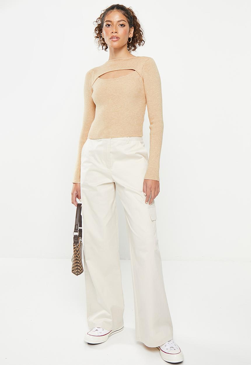 dailyfriday - Cut out long sleeve top - neutral