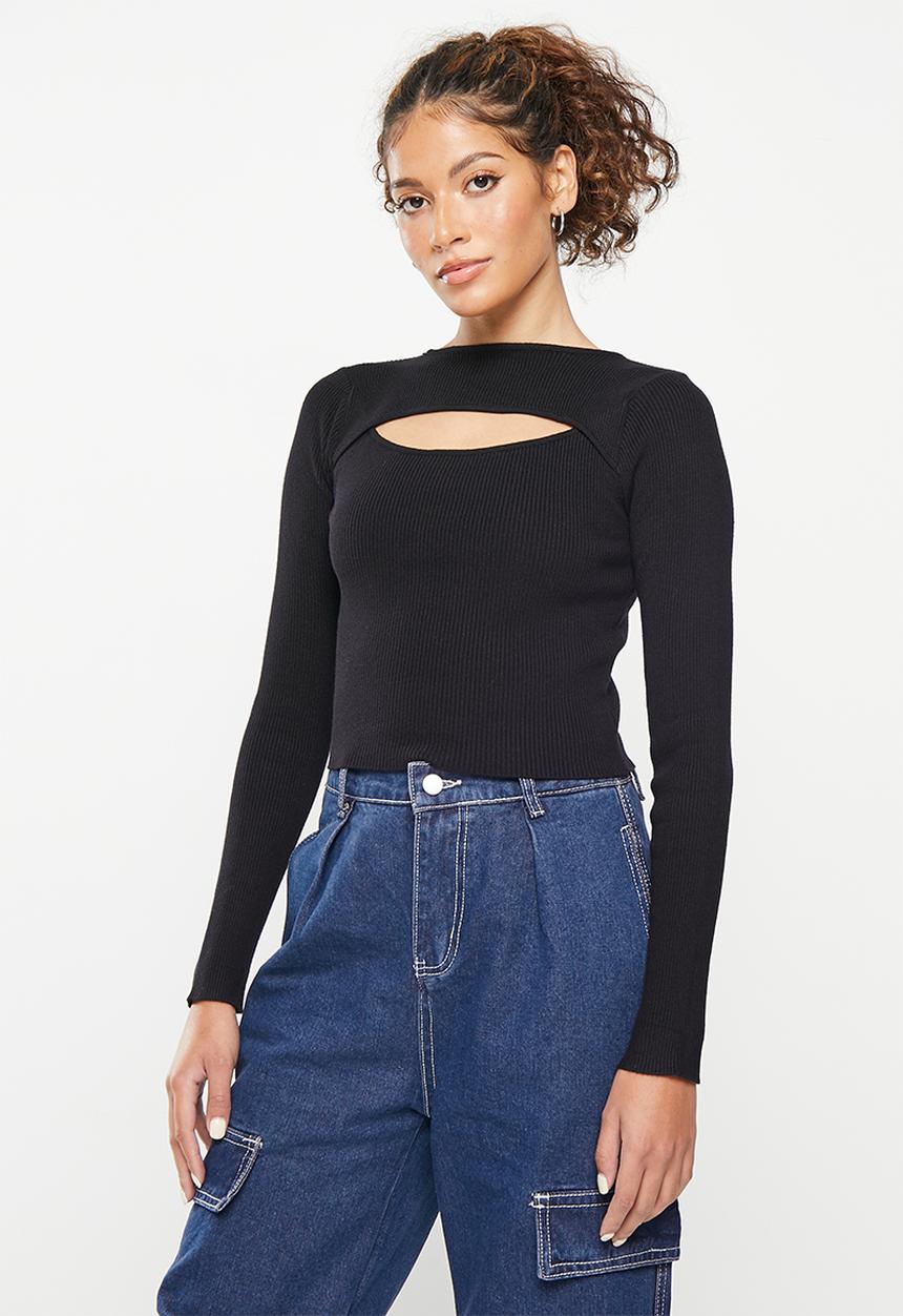 dailyfriday - Cut out long sleeve top - black