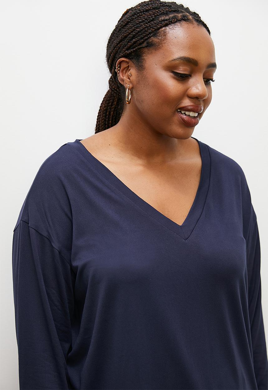 edit Plus - V-neck tunic top - navy