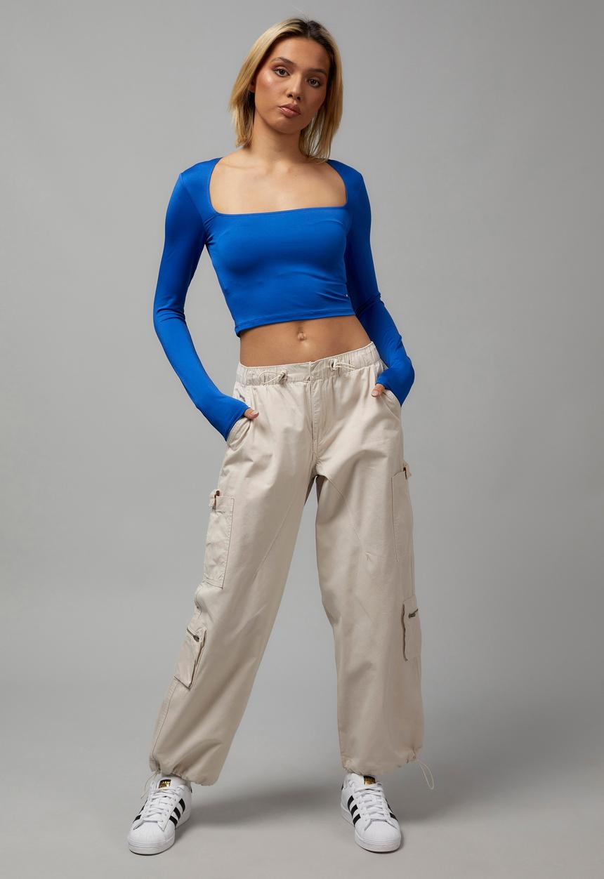 Factorie - Long sleeve straight neck top - olympian blue