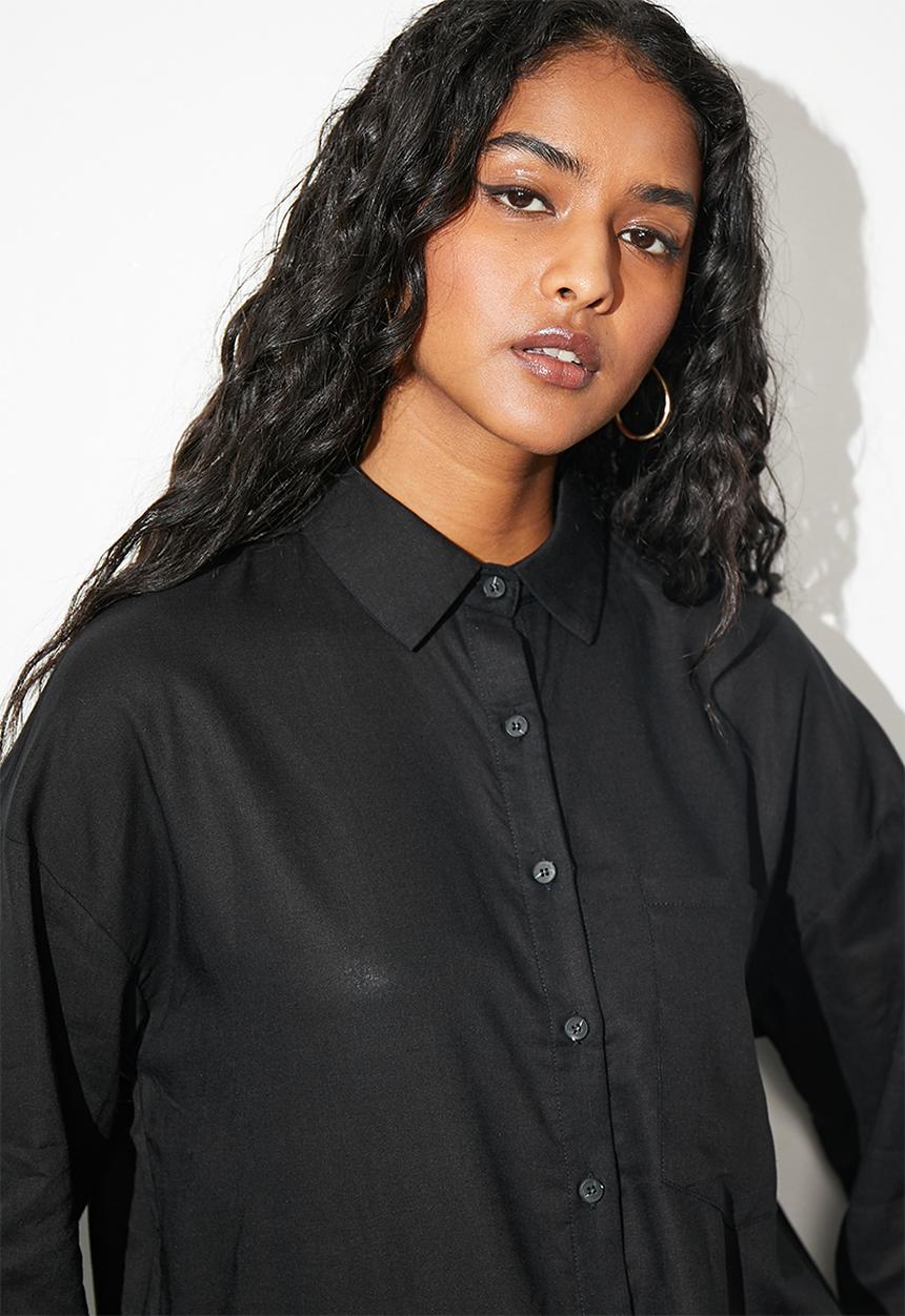 Superbalist - Linen pocket shirt -  black