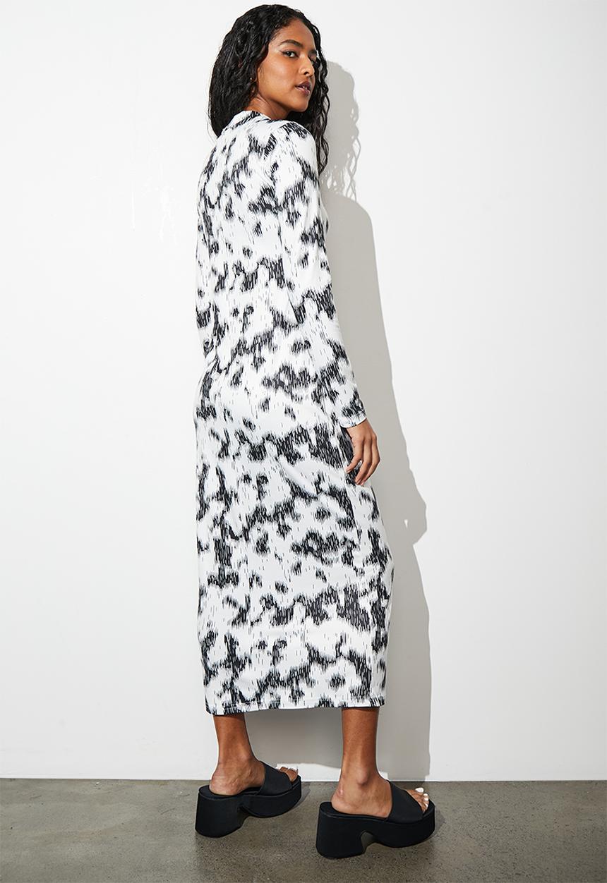 Superbalist - Printed knit column dress - monochromatic natures texture