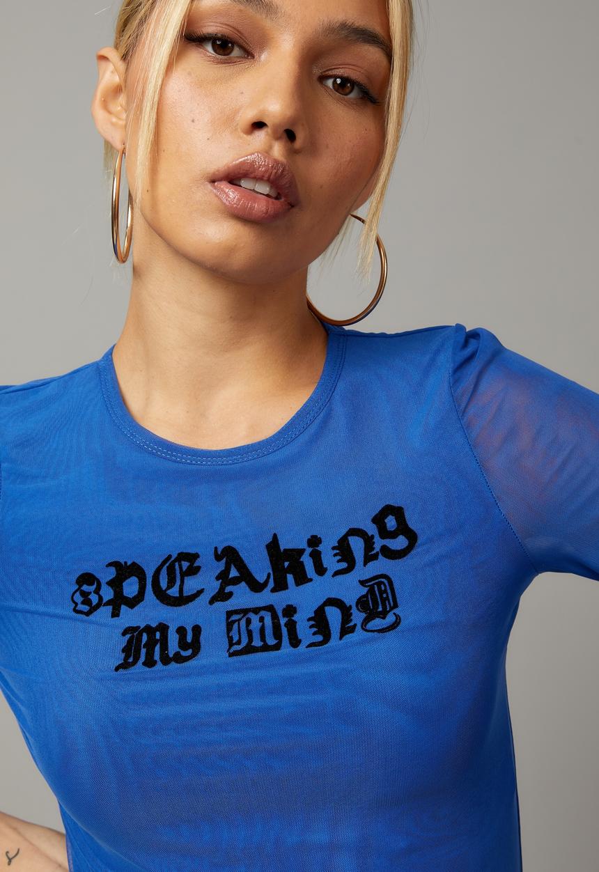 Factorie - Sheer long sleeve top - olympian blue/speaking my mind