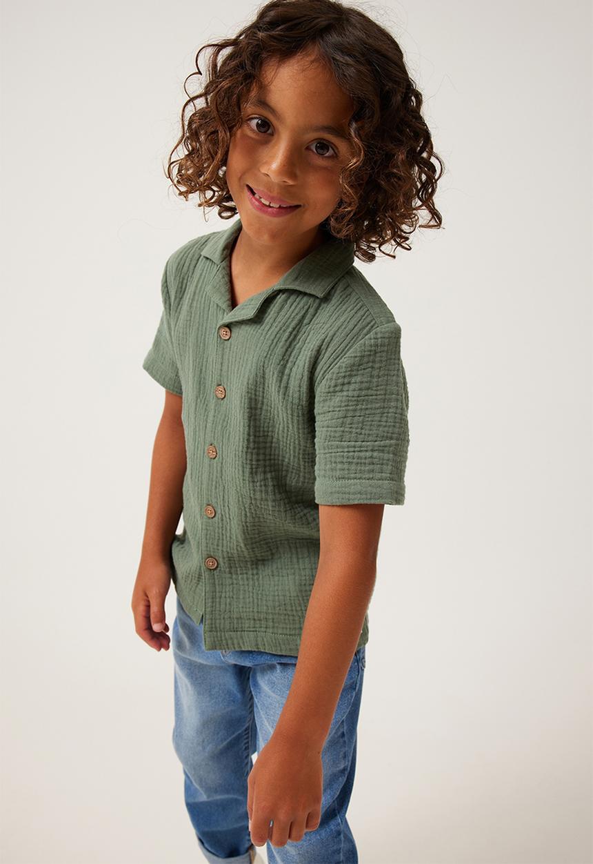 Cotton On - Cabana short sleeve shirt - swag green / cheesecloth
