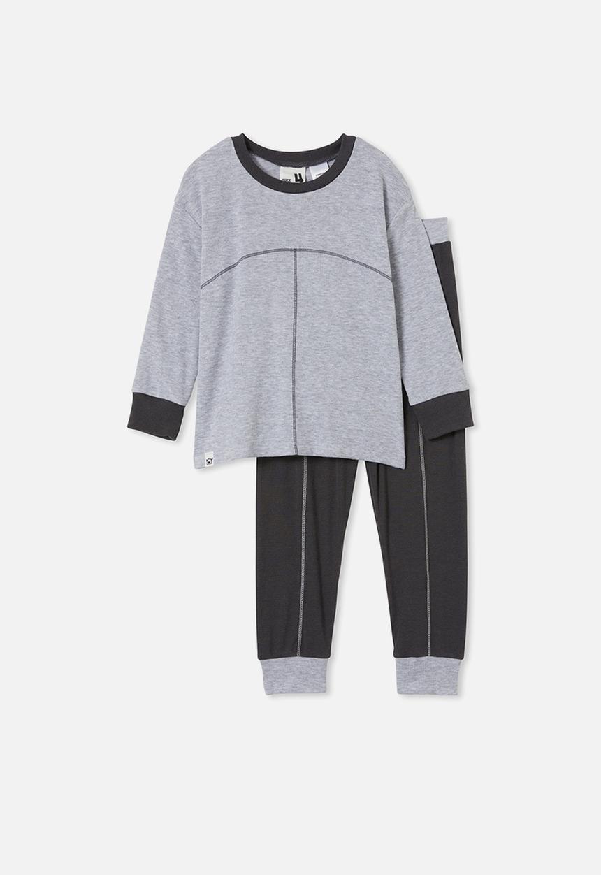 Cotton On - Beau long sleeve pyjama set - storm grey marle/bolt