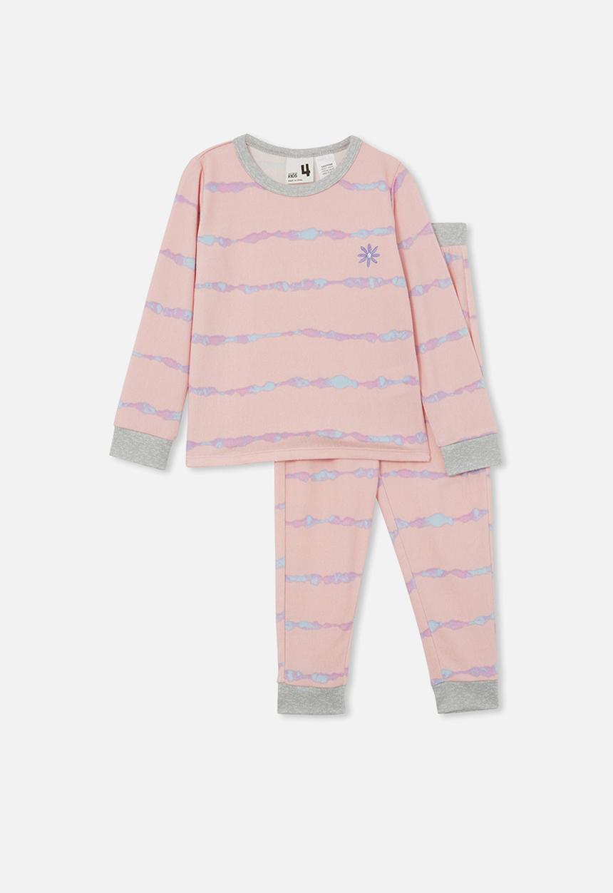 Cotton On - Cady long sleeve pyjama set - marshmallow pink/linear tie dye