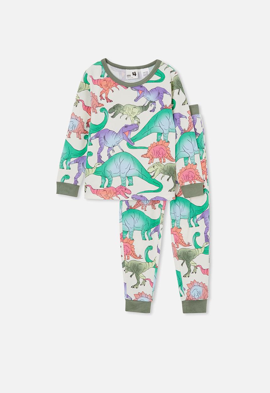 Cotton On - Cody long sleeve pyjama set - dark vanilla/gradient dinos