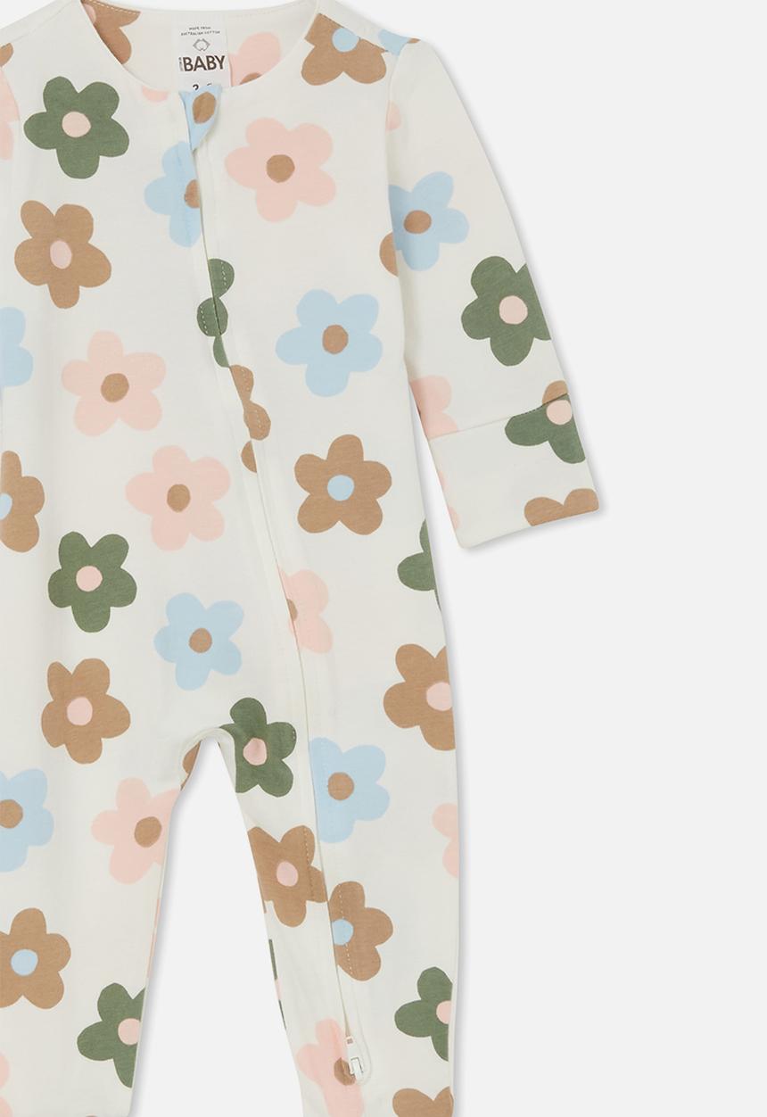 Cotton On - The long sleeve zip romper - vanilla/blair floral