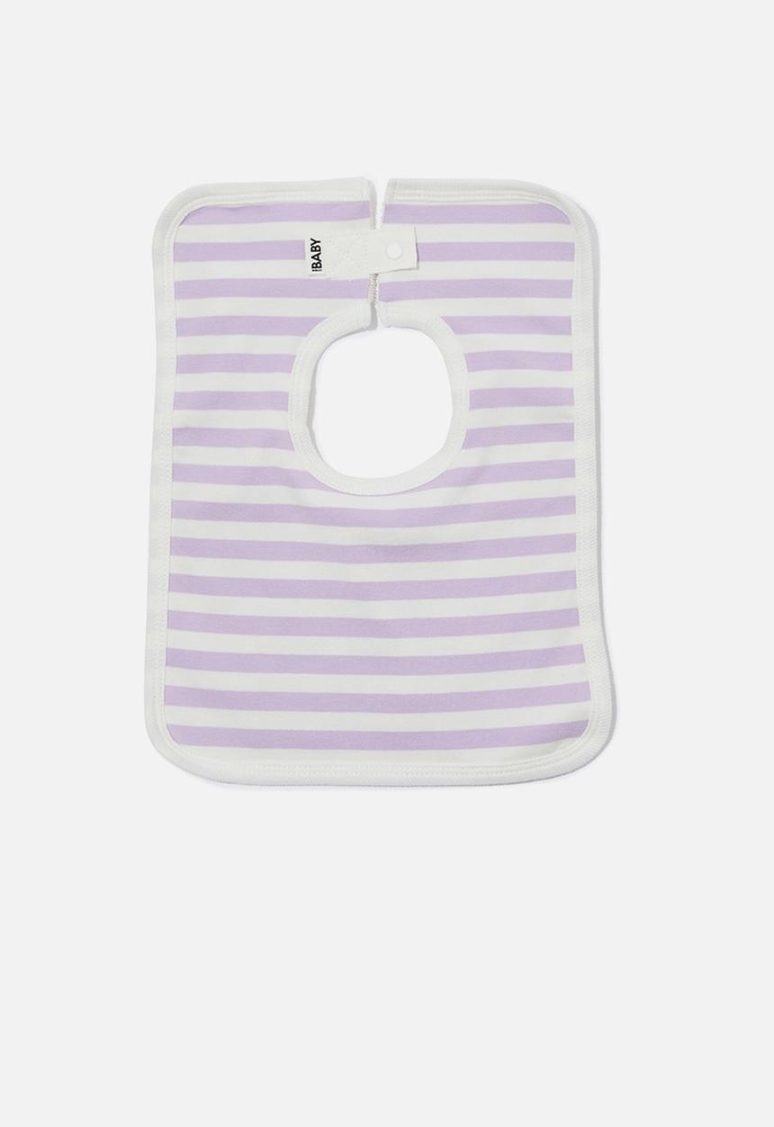 Cotton On - The square bib - hannah stripe lilac drop/vanilla