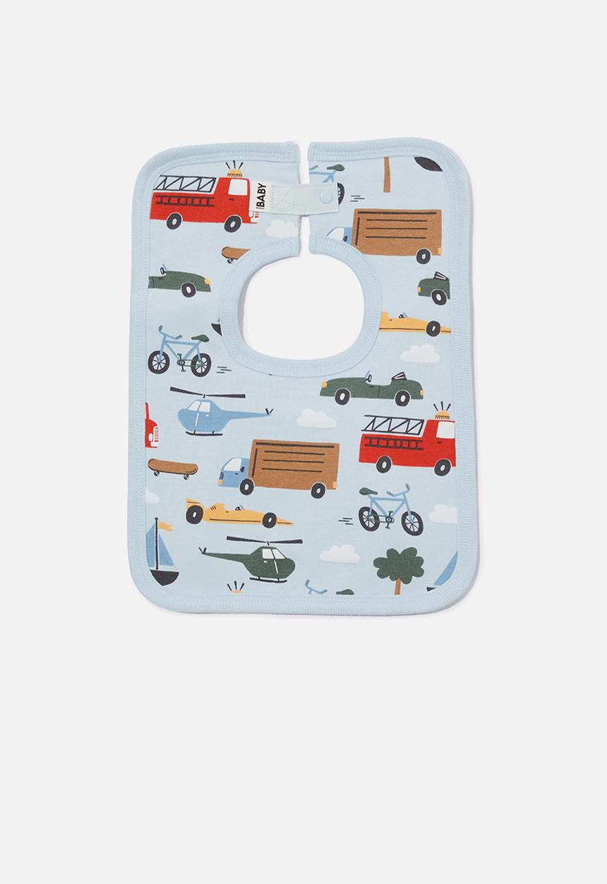 Cotton On - The square bib - frosty blue/vehicles convoy