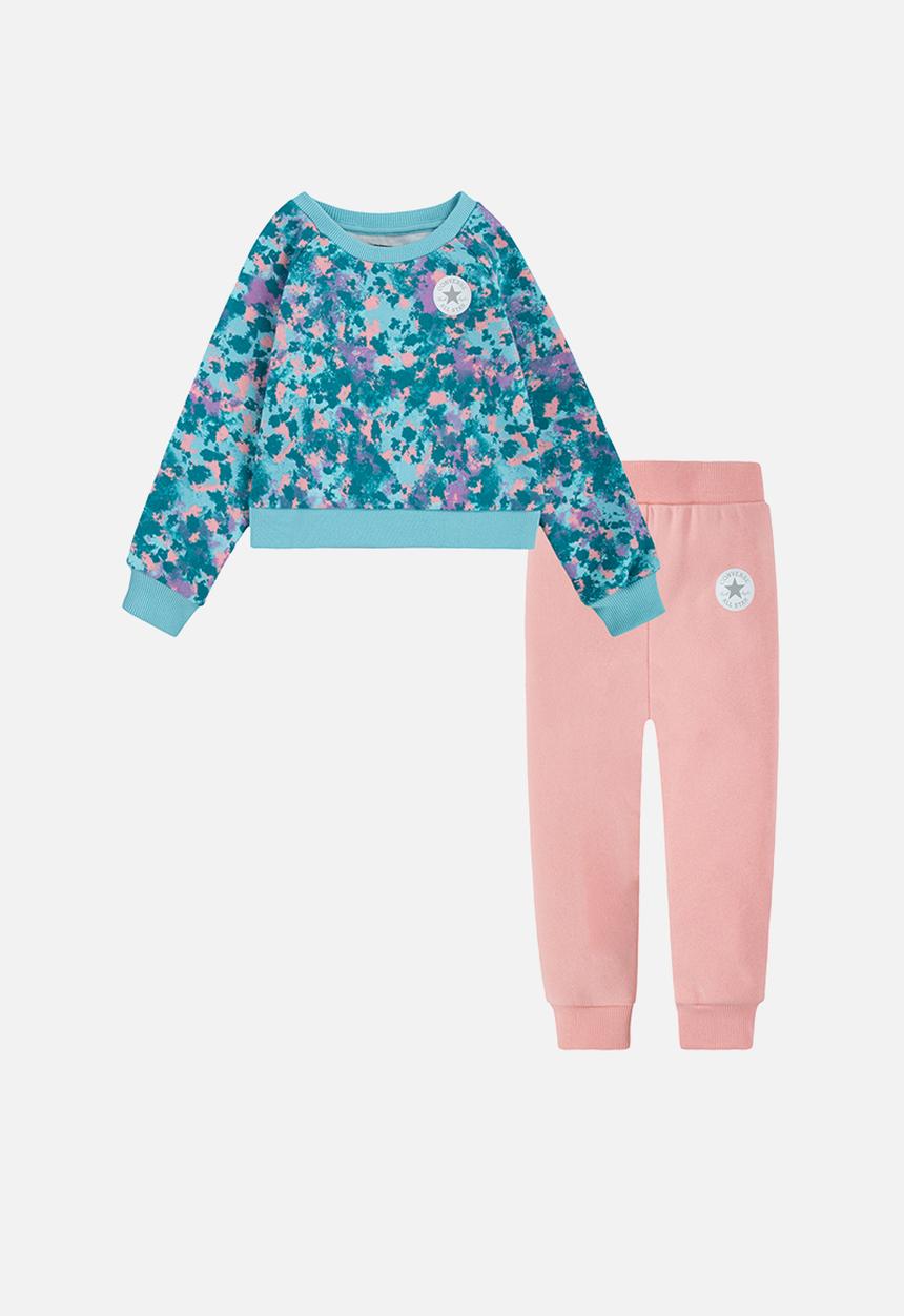 Converse - Cnvg printed crew & jogger set - bleached coral