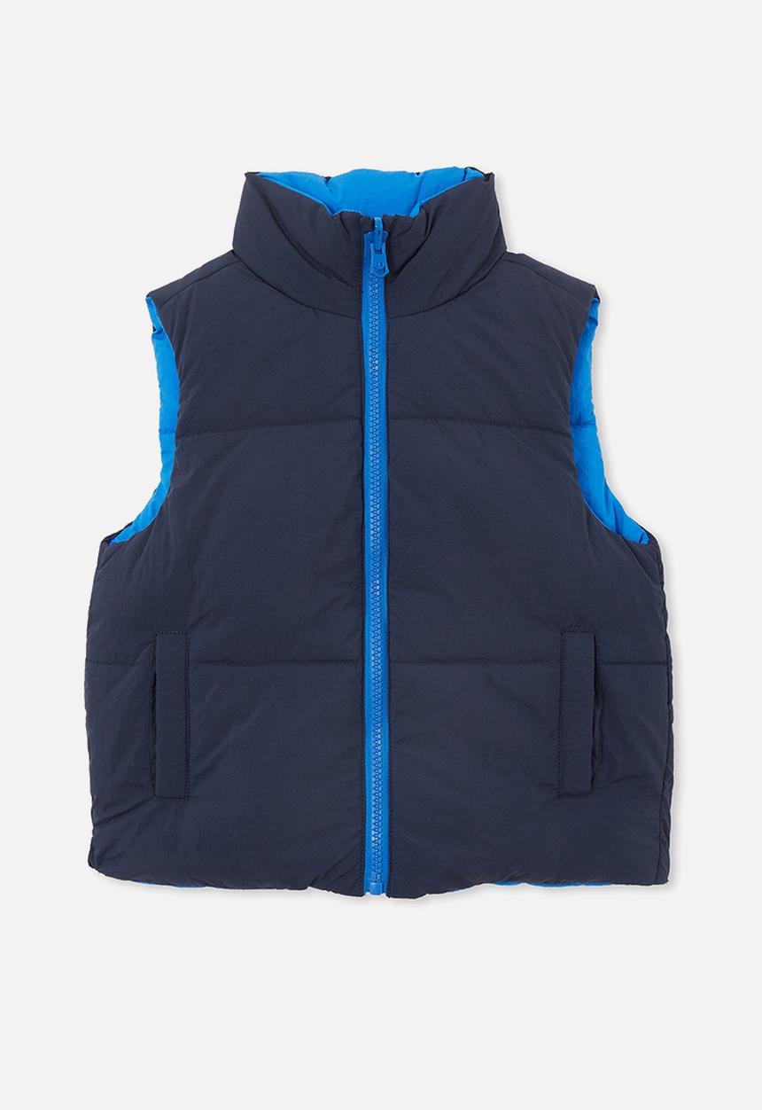 Cotton On - jamie reversible puffer vest - blue punch/navy blazer