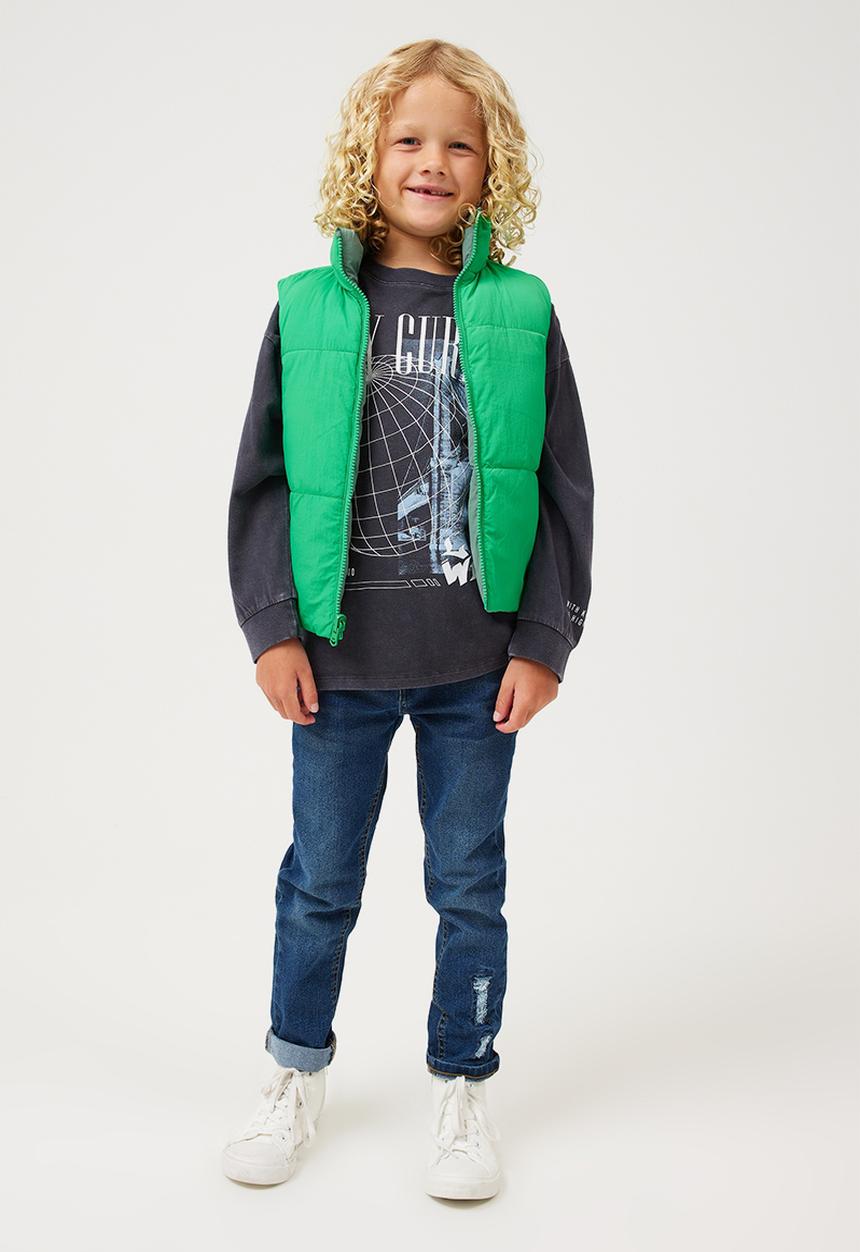 Cotton On - jamie reversible puffer vest - swag green/green splash