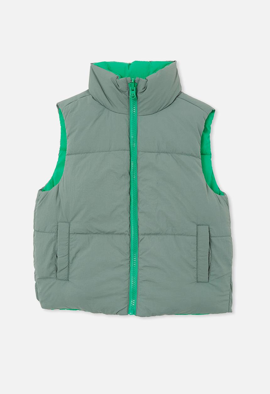 Cotton On - jamie reversible puffer vest - swag green/green splash