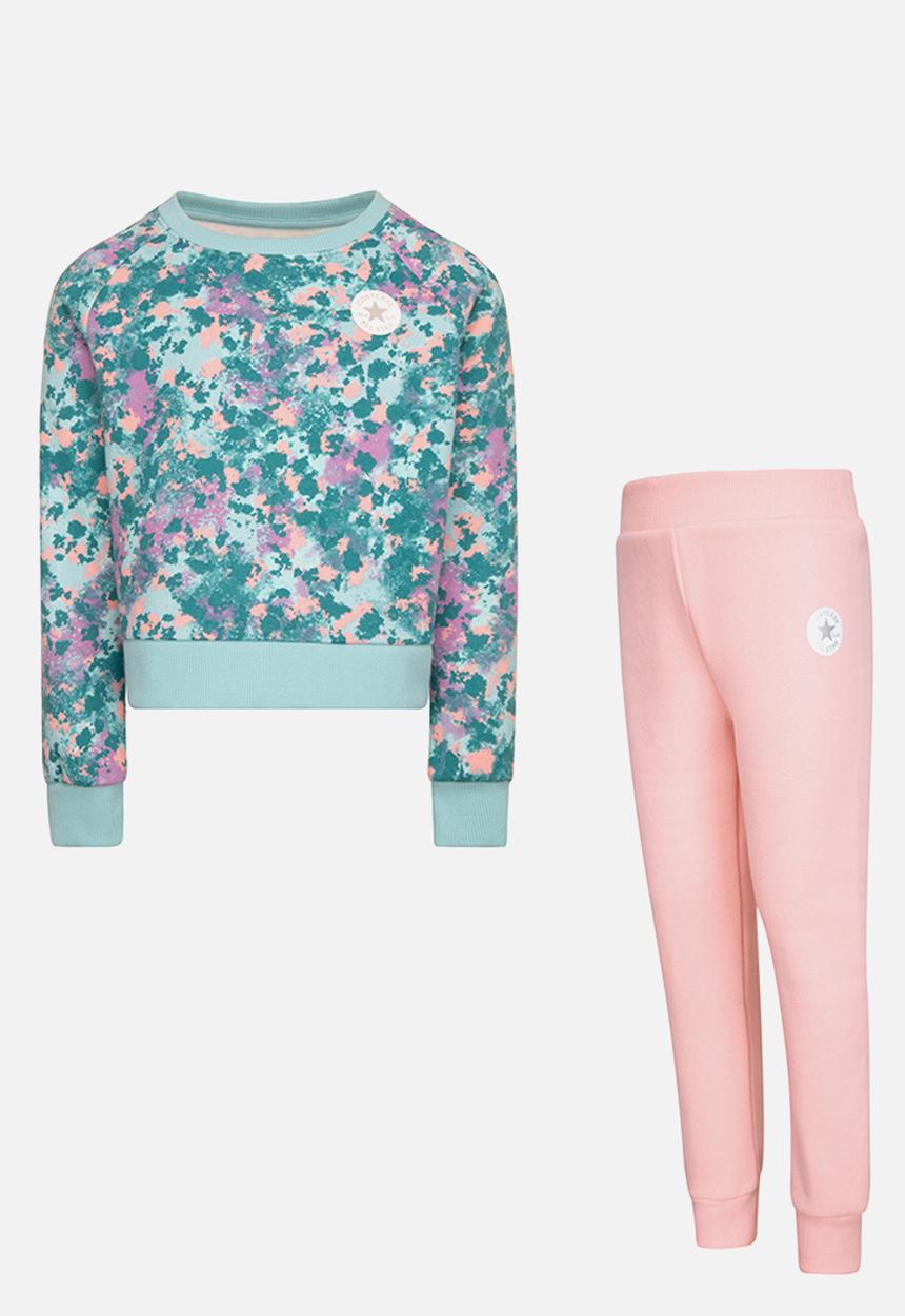 Converse - Cnvg printed crew & jogger set - bleached coral