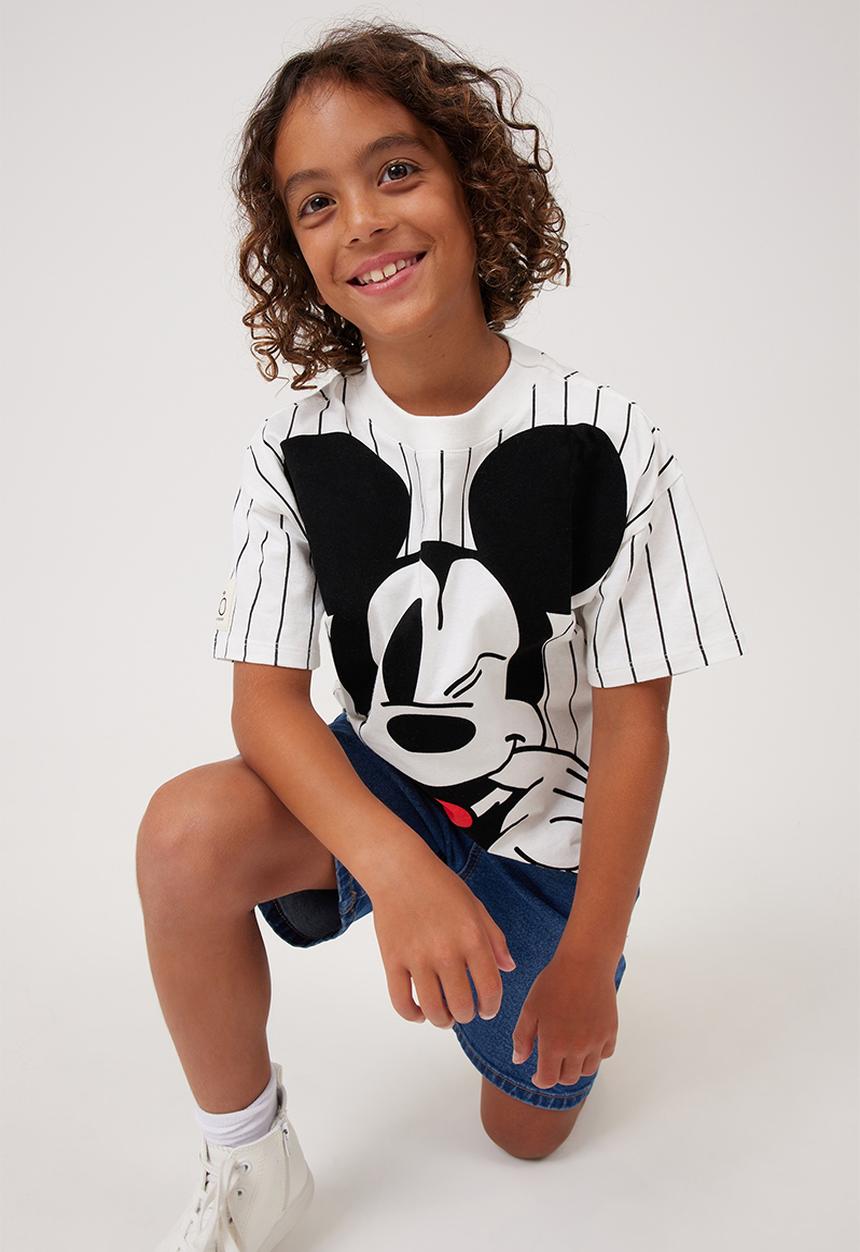 Cotton On - License drop shoulder short sleeve tee - lcn dis vanilla stripe/mickey