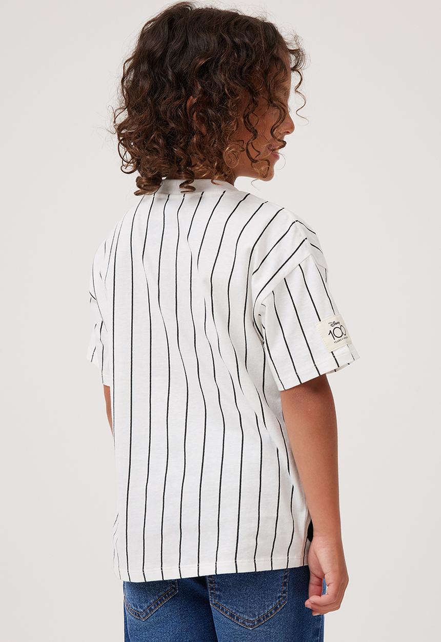Cotton On - License drop shoulder short sleeve tee - lcn dis vanilla stripe/mickey