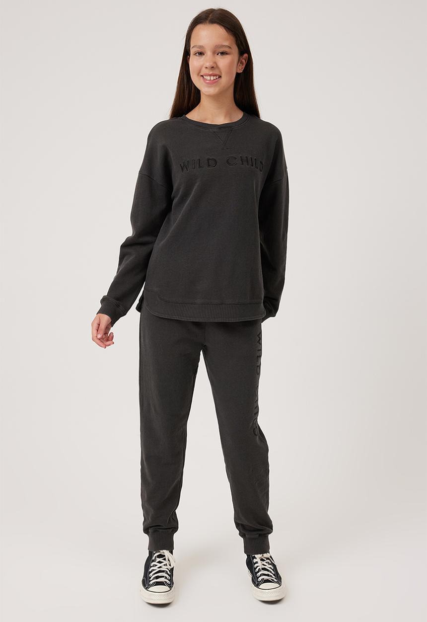 Cotton On - Vivian scoop fleece crew - phantom/wild child