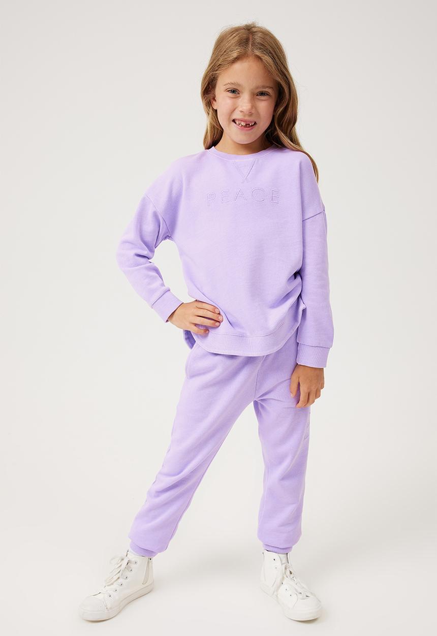 Cotton On - dora scoop fleece crew - lilac drop wash/staying peace