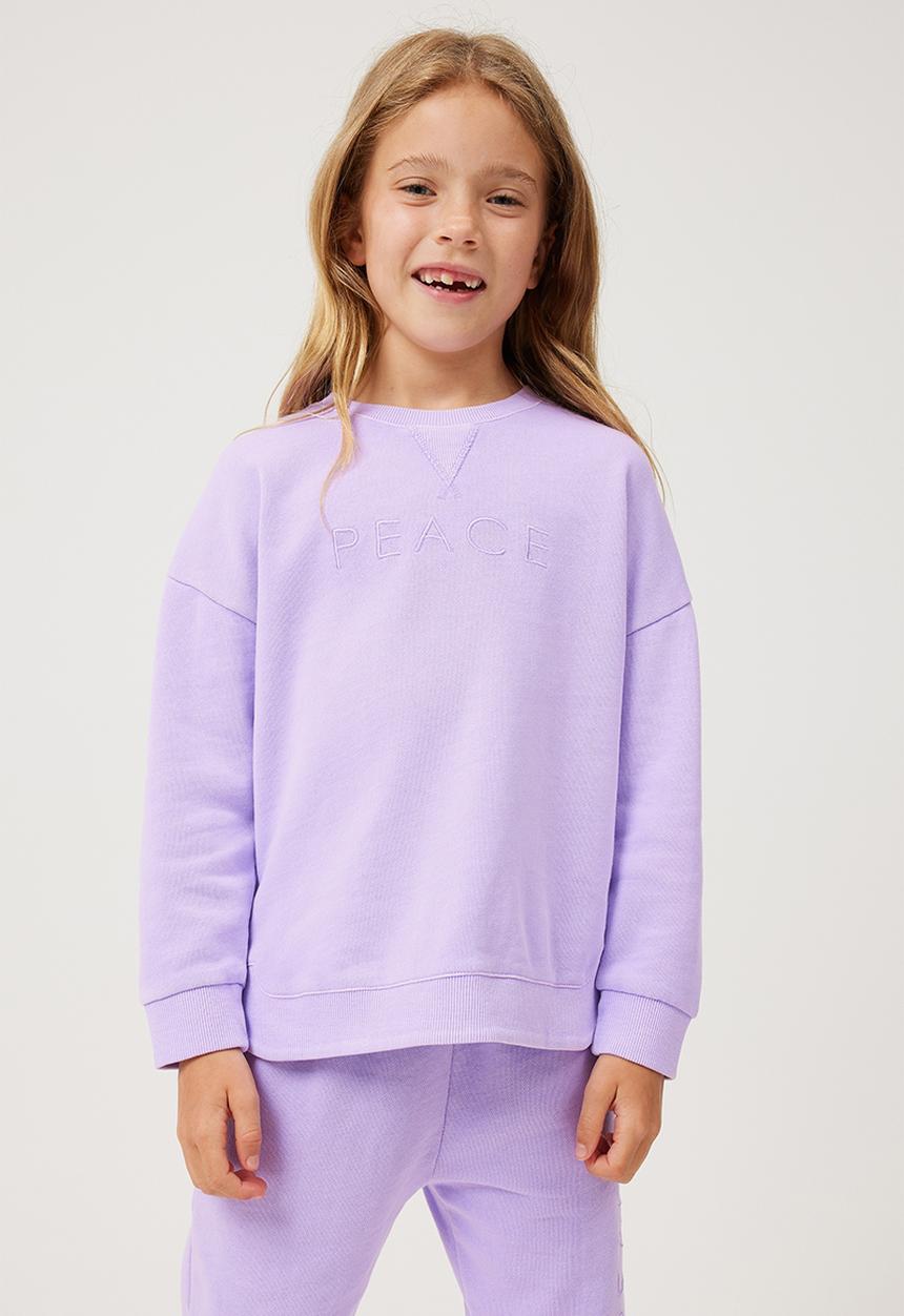 Cotton On - dora scoop fleece crew - lilac drop wash/staying peace