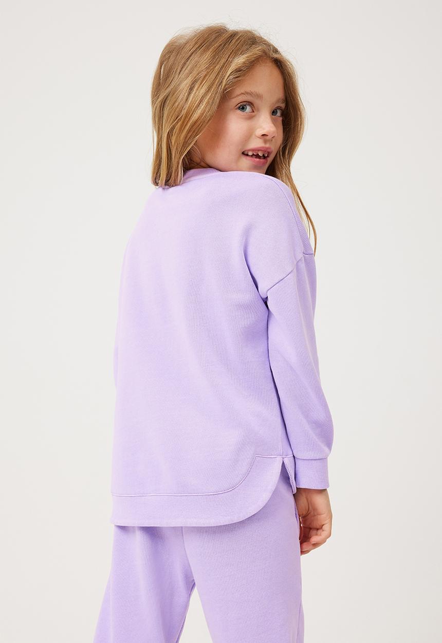Cotton On - dora scoop fleece crew - lilac drop wash/staying peace