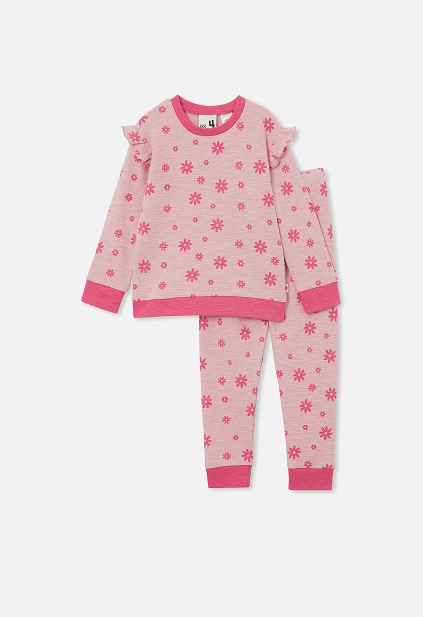 Cotton On - Sienna long sleeve pyjama set - marshmallow pink/daisies