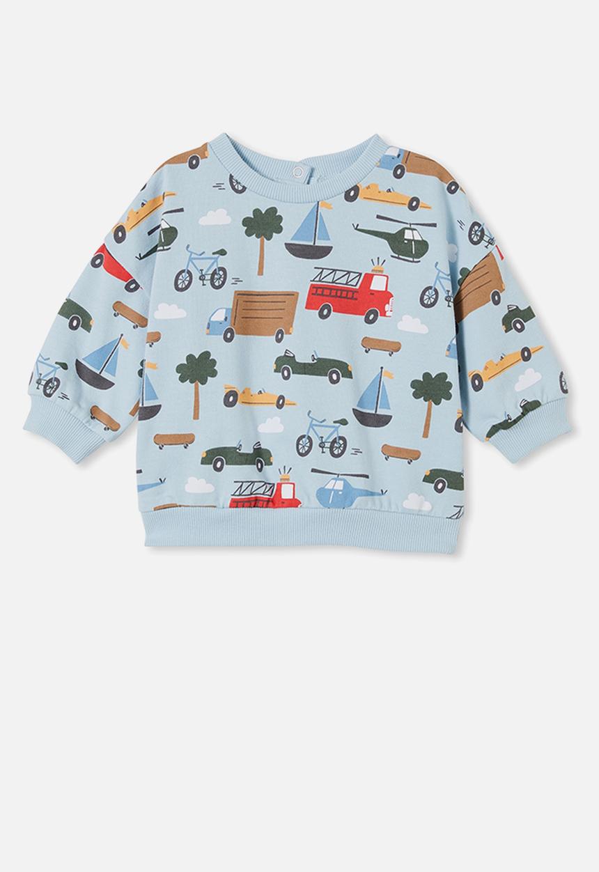 Cotton On - Ziggy drop shoulder sweater - frosty blue/vehicles convoy