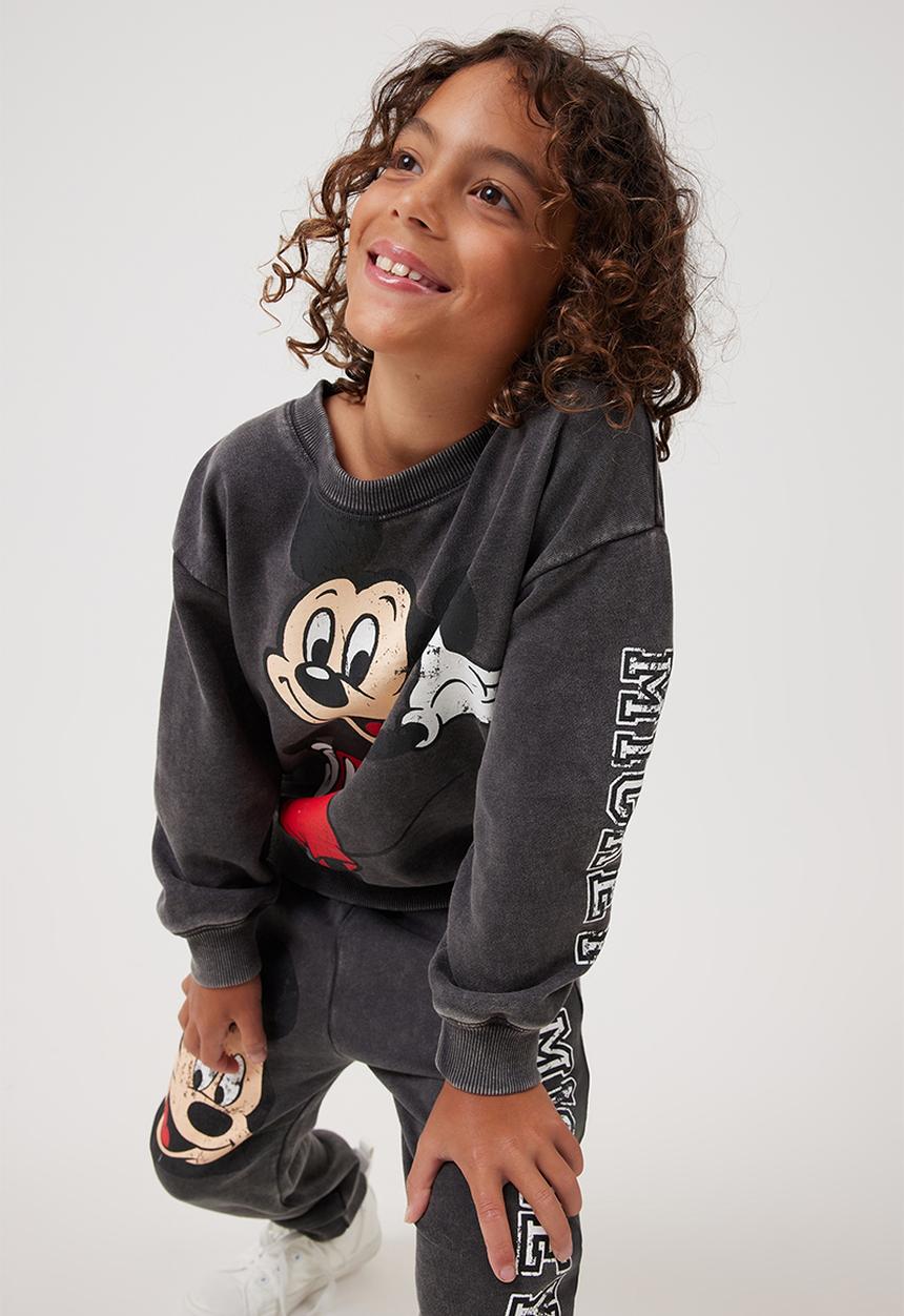 Cotton On - License dusty fleece crew neck - lcn dis phantom/mickey