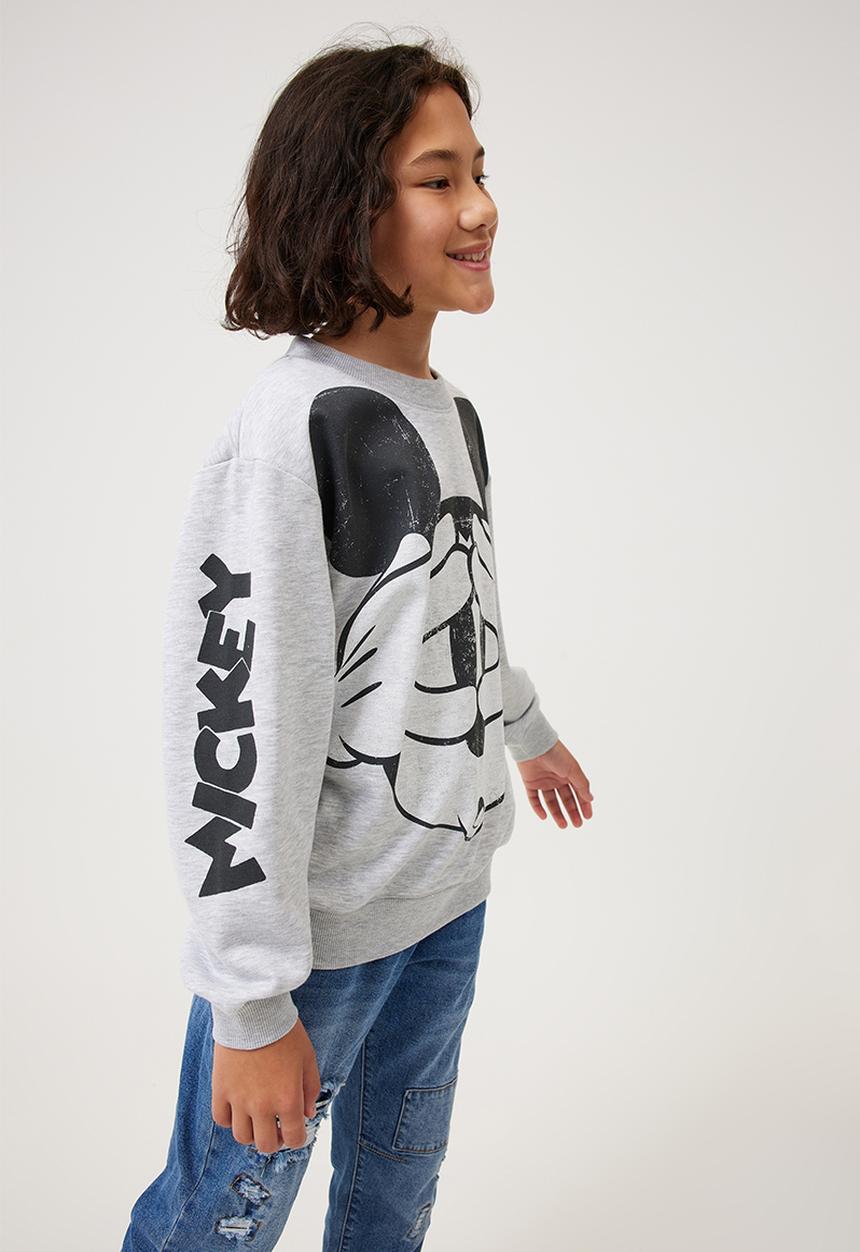 Cotton On - License miles fleece crew neck - lcn dis fog grey marle/mickey face