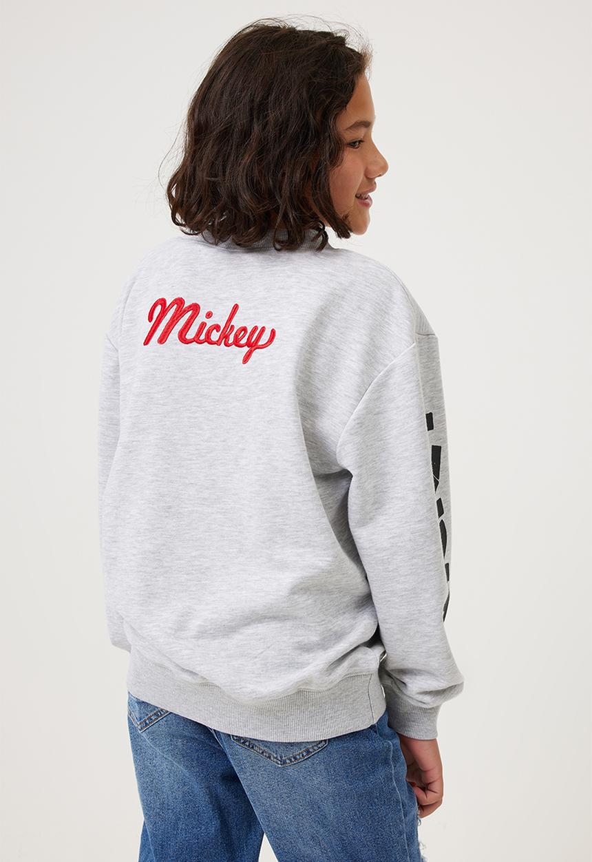 Cotton On - License miles fleece crew neck - lcn dis fog grey marle/mickey face