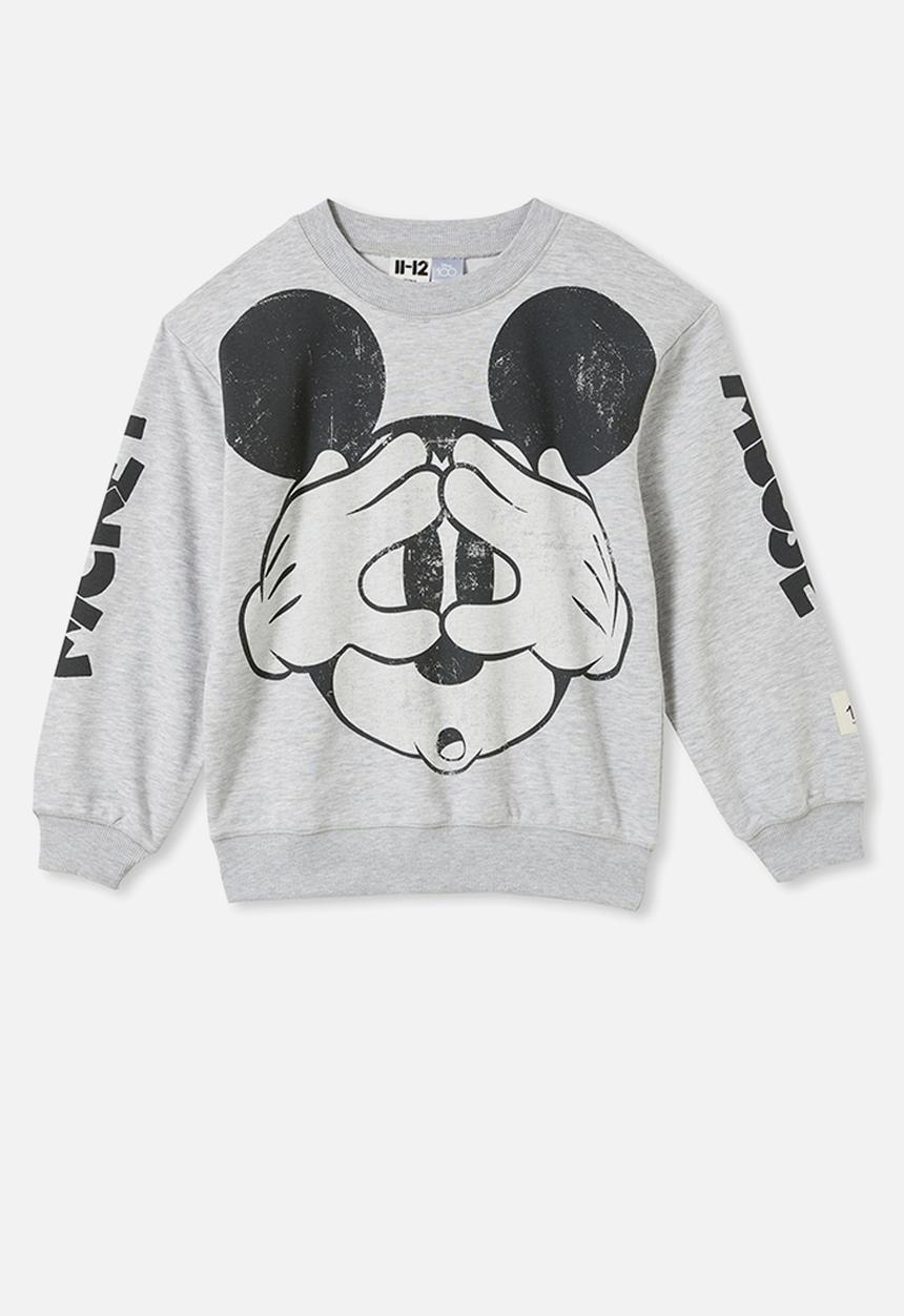 Cotton On - License miles fleece crew neck - lcn dis fog grey marle/mickey face