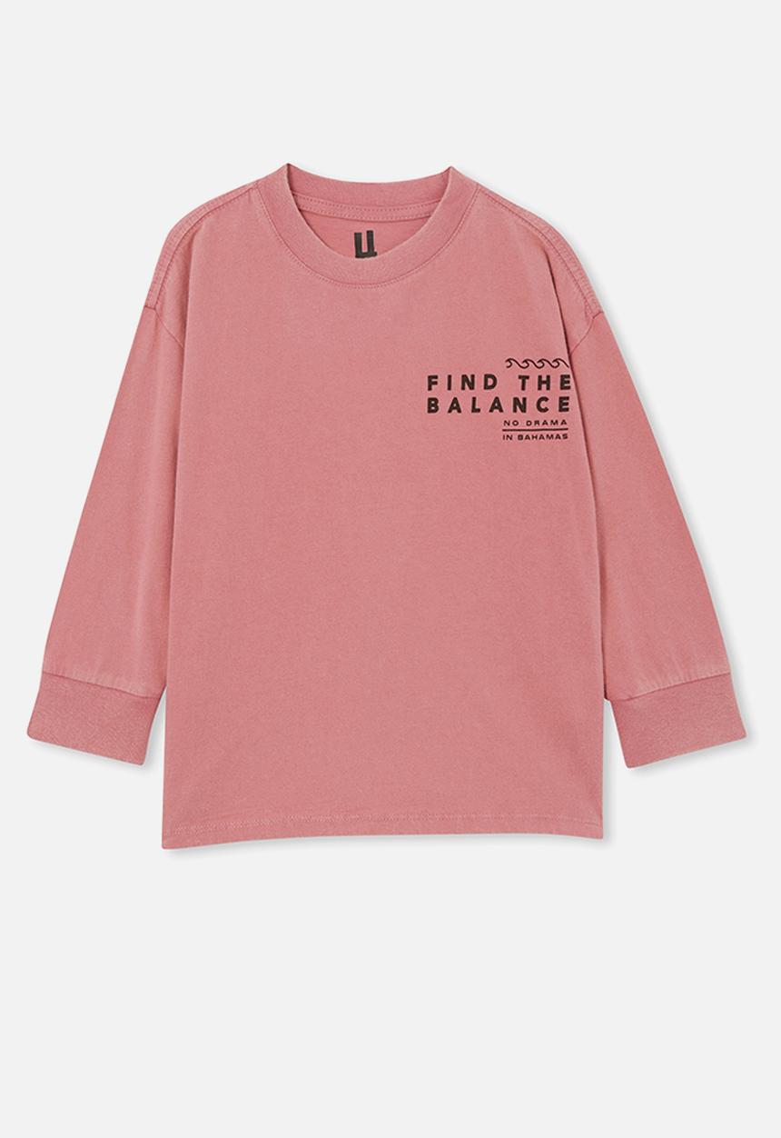 Cotton On - Long sleeve scout drop shoulder tee - very berry/find the balance