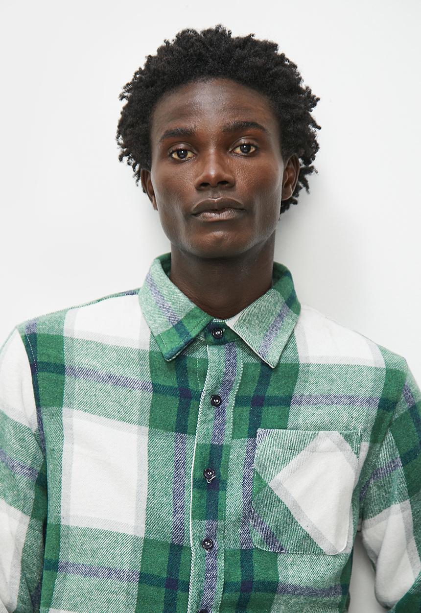Superbalist - Check flannel long sleeve shirt - green & white 