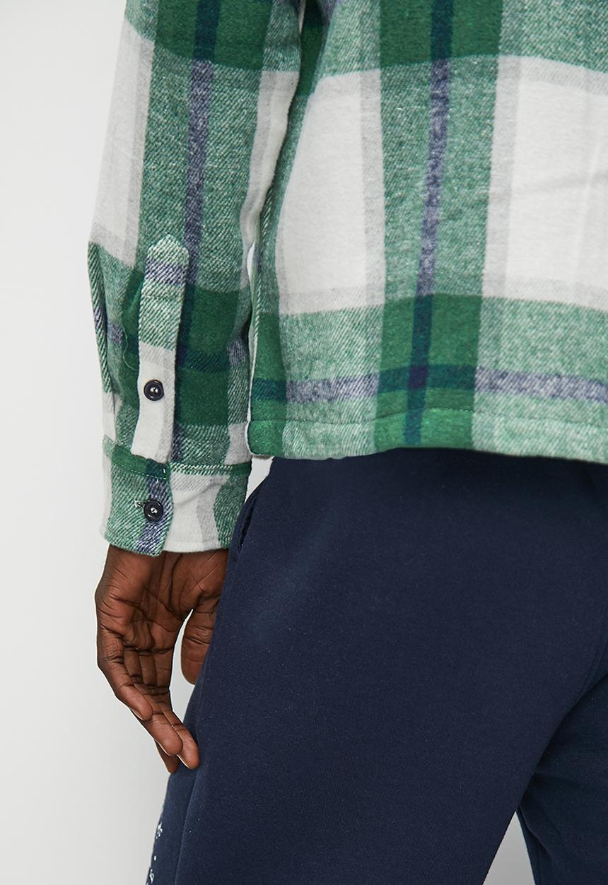 Superbalist - Check flannel long sleeve shirt - green & white 