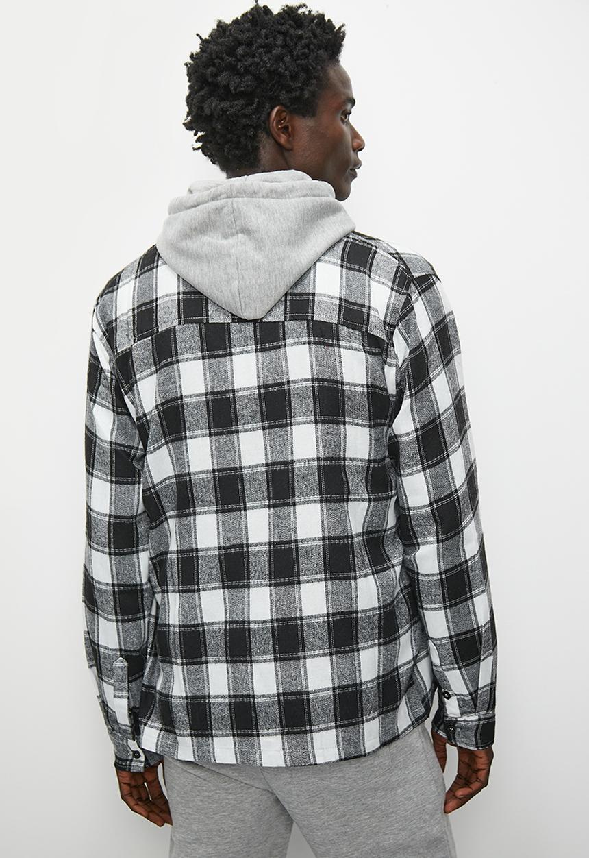 Superbalist - Check textured long sleeve shirt - black & white