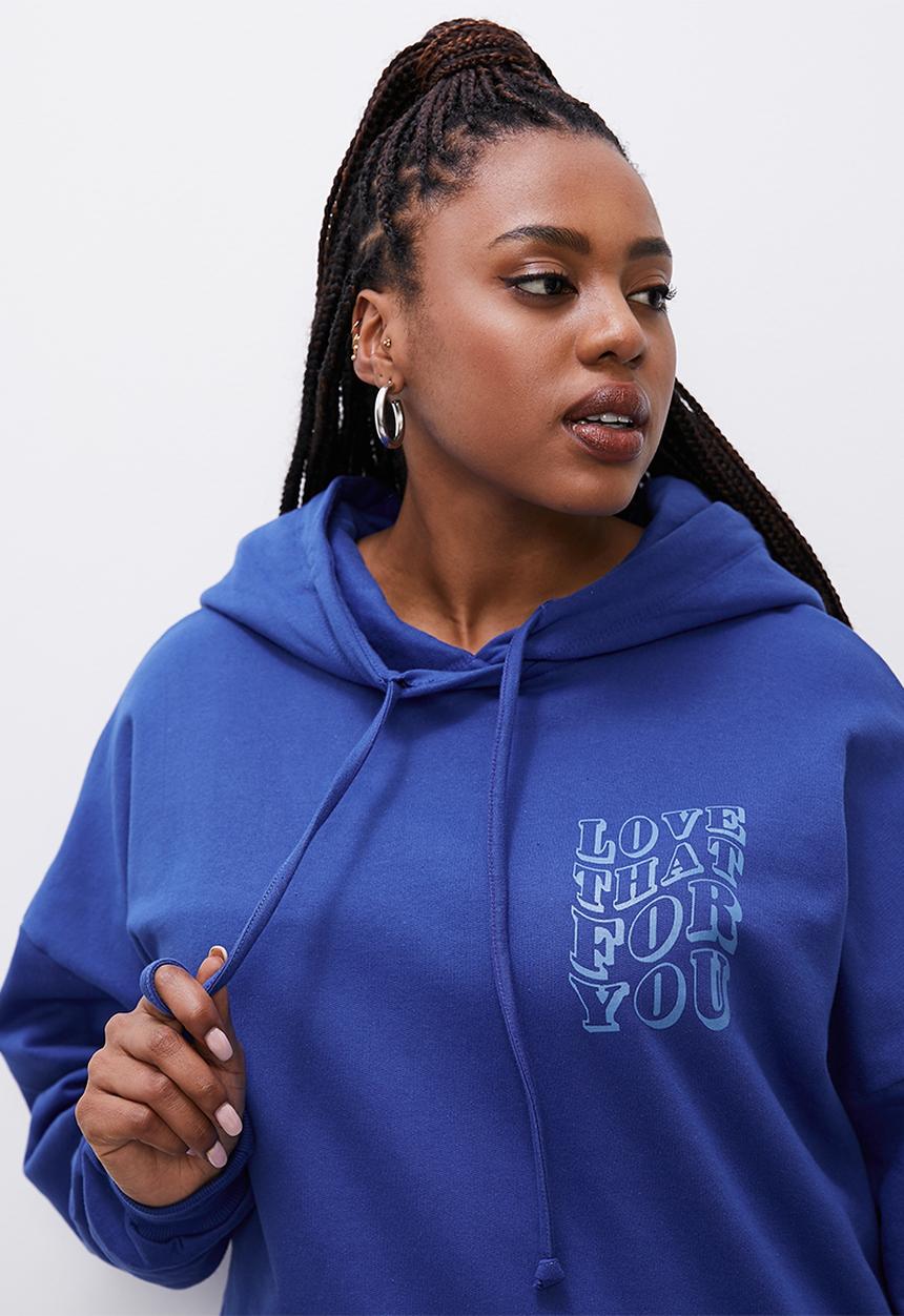 Blake - Graphic slouch hoodie - cobalt