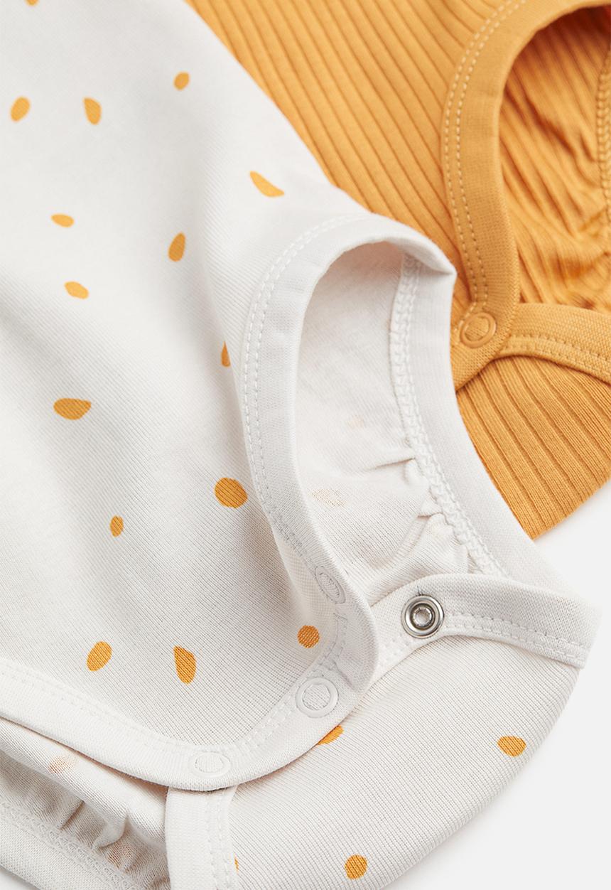 H&M - 2-Pack cotton bodysuits - dark yellow/white