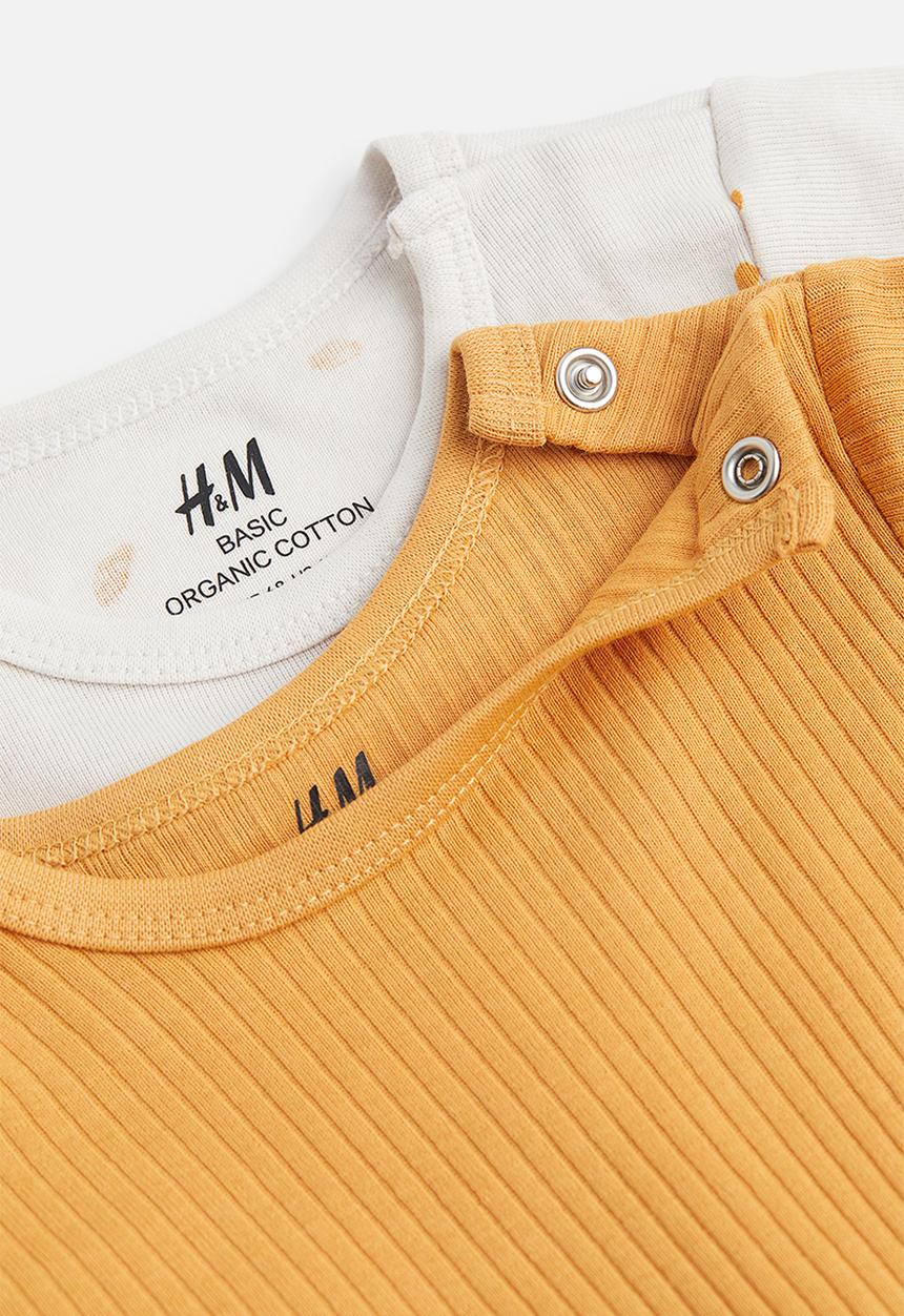 H&M - 2-Pack cotton bodysuits - dark yellow/white