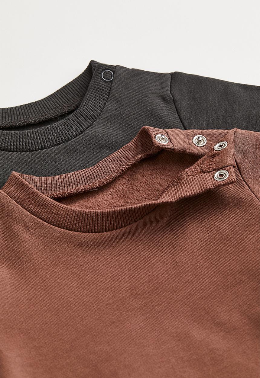 H&M - 2-Pack cotton sweatshirts - brown/dark grey
