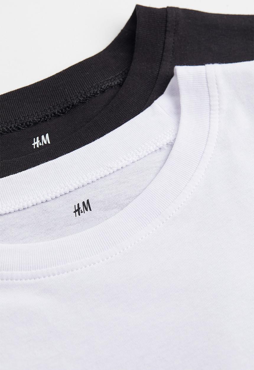 H&M - 2-Pack cotton tops - black/white