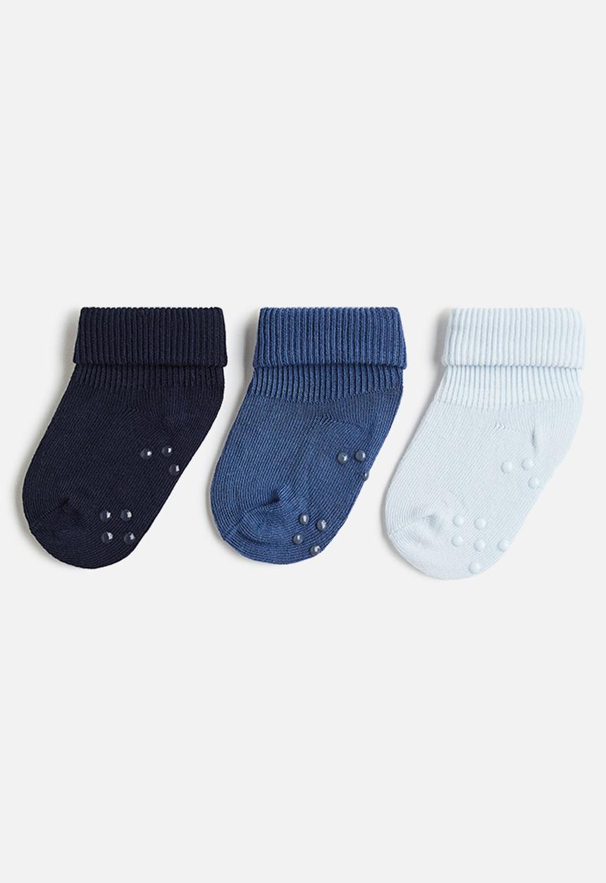 H&M - 3-Pack anti-slip-socks - navy blue/light blue