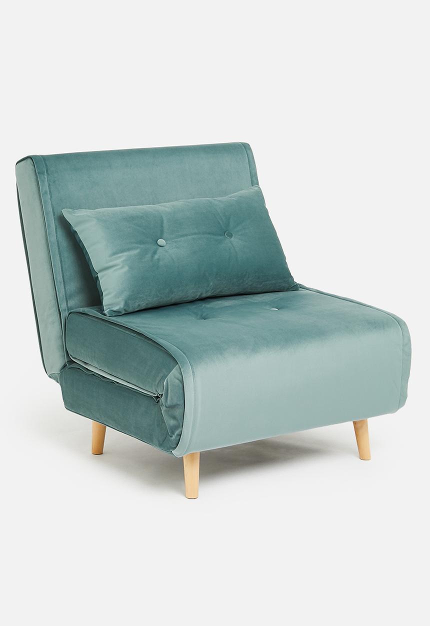 Sixth Floor - Foldable single sofa bed - recycled velvet blue