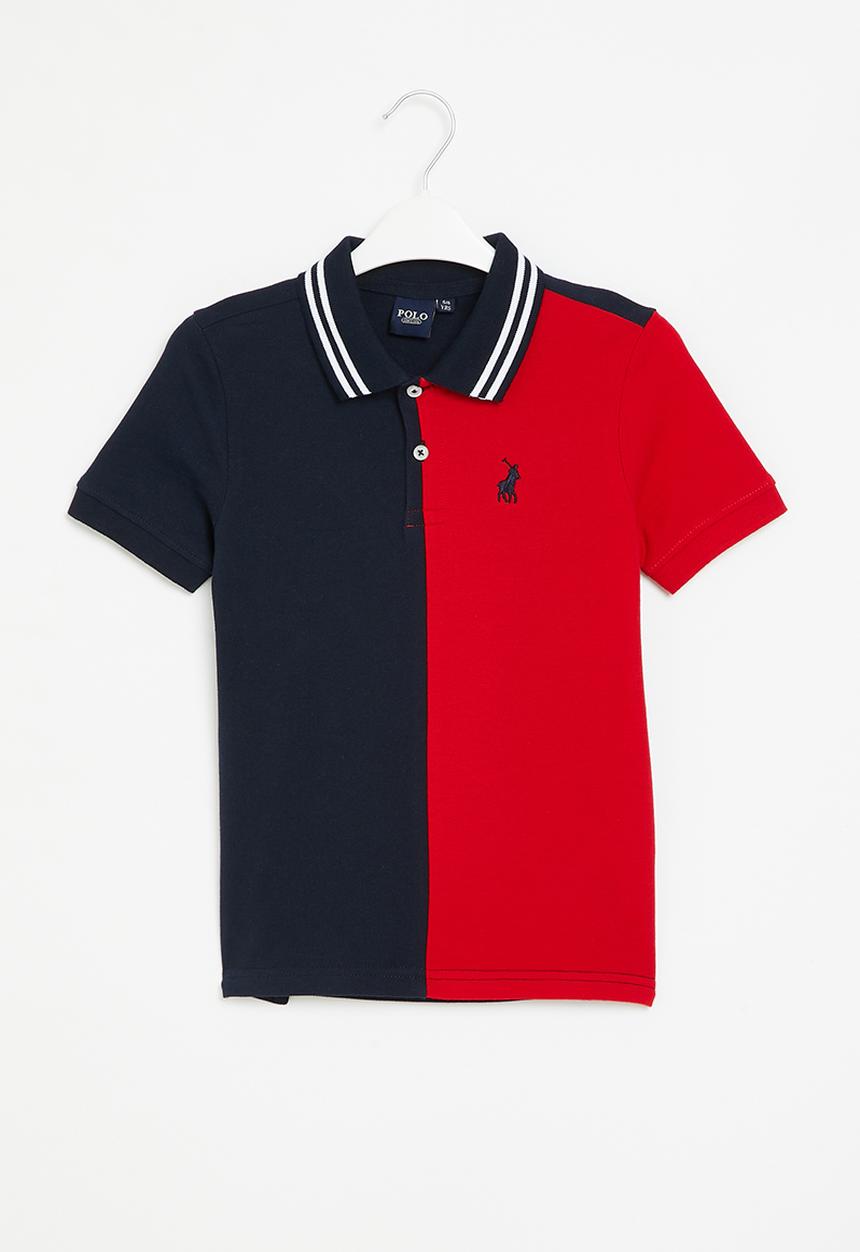 POLO - Boys colour blocked short sleeve golfer - navy