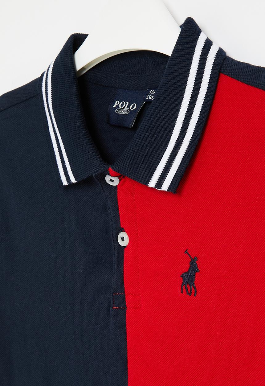 POLO - Boys colour blocked short sleeve golfer - navy