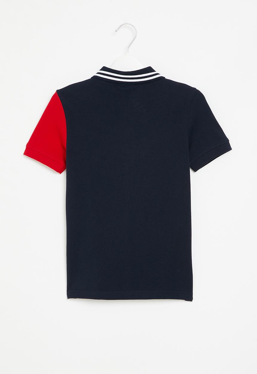 POLO - Boys colour blocked short sleeve golfer - navy