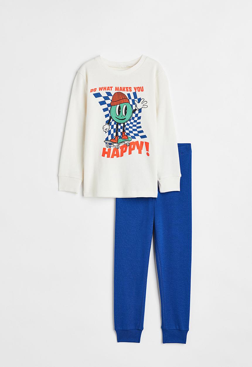 H&M - Jersey pyjamas - white/do what makes you happy!