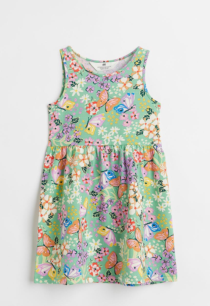 H&M - Patterned jersey dress - light green/floral