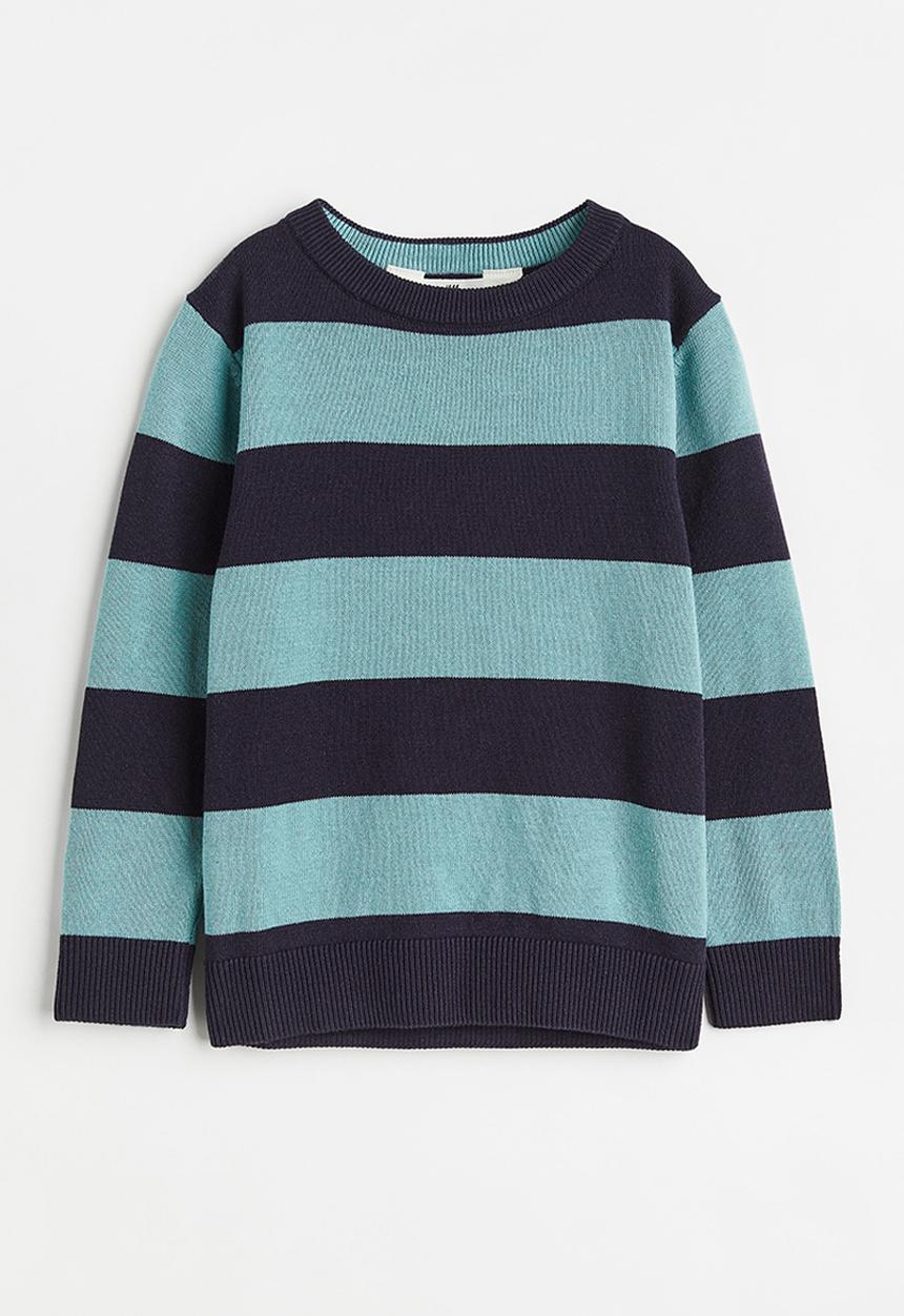 H&M - Jacquard-knit cotton jumper - mint green/navy blue